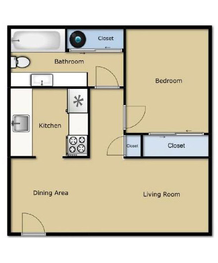 Chelsea Apartments Lexington, KY Floor Plan one Bedroom