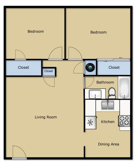 Chelsea Apartments Lexington, KY Floor Plan Two Bedroom
