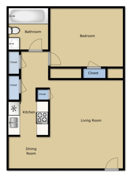 Shorelake Apartments Lexington, KY Floor Plan 1BR